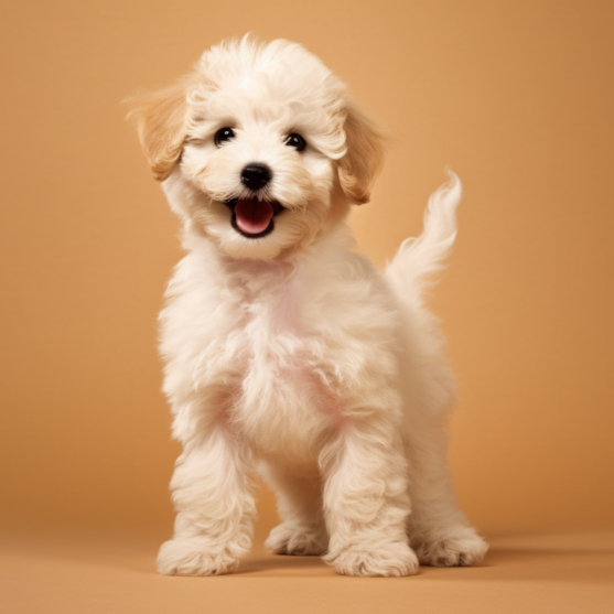 Poochon puppy with white coat Poochon puppy